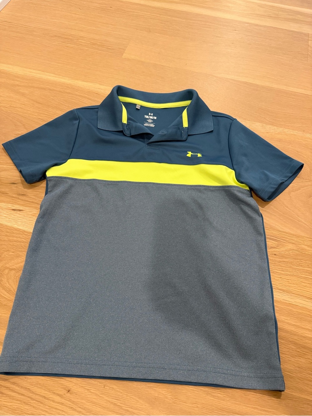 Under Armour Boys' Blue, Gray & Lime Performance Polo
